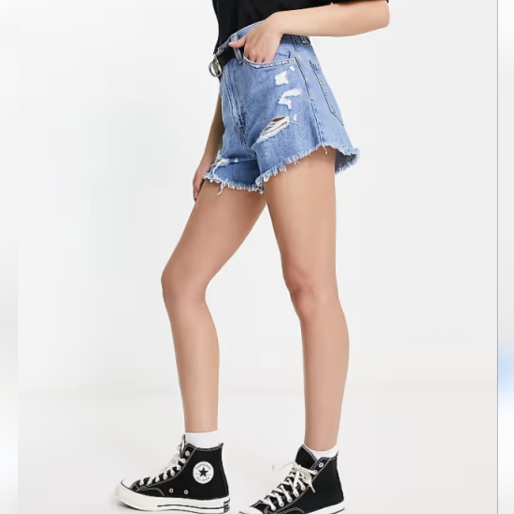 Levi's Yellow and Blue High-Waisted Jean Shorts